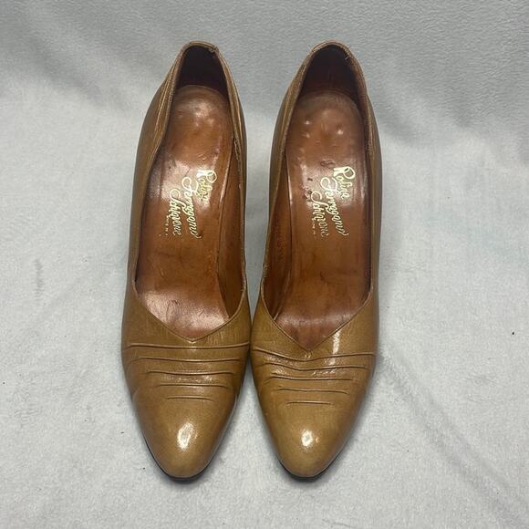 Rosina Ferragamo Schiavone Vintage Brown Leather Heels Size 8.5 - Picture 1 of 4